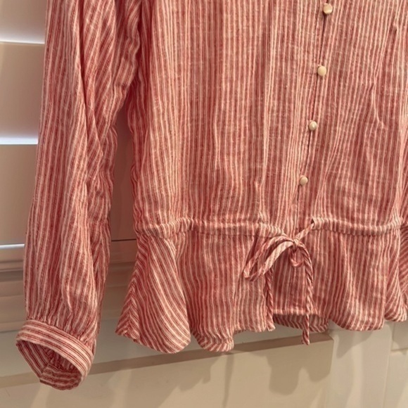 Red and white stripe linen Rails blouse - Picture 3 of 5